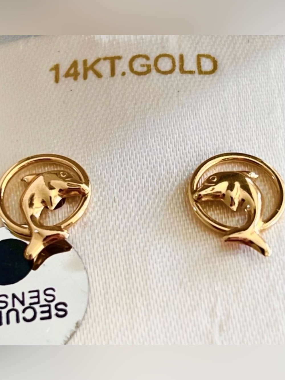 NIB 14K Fine Gold Dolphin Stud
Earrings with secure post